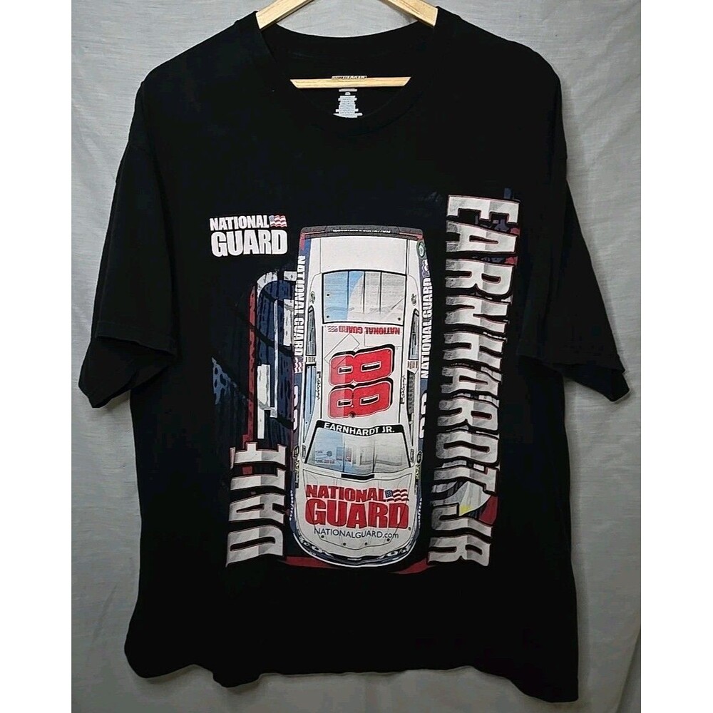 NASCAR Dale Earnhardt Jr National Guard T-Shirt XXL Black Double Sided Print #88